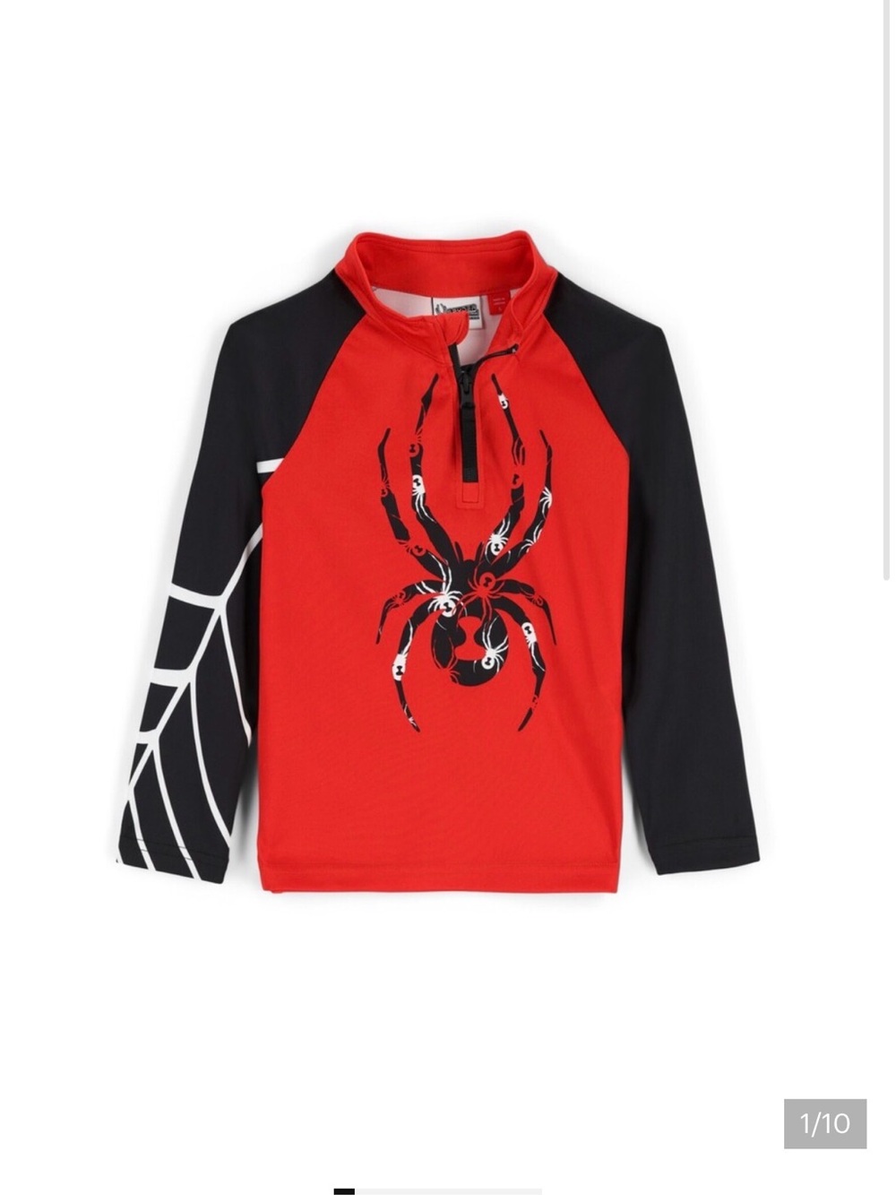 Spyder Bug Top 5 Red black Graphic Print Mock Neck Long Sleeve JDM551